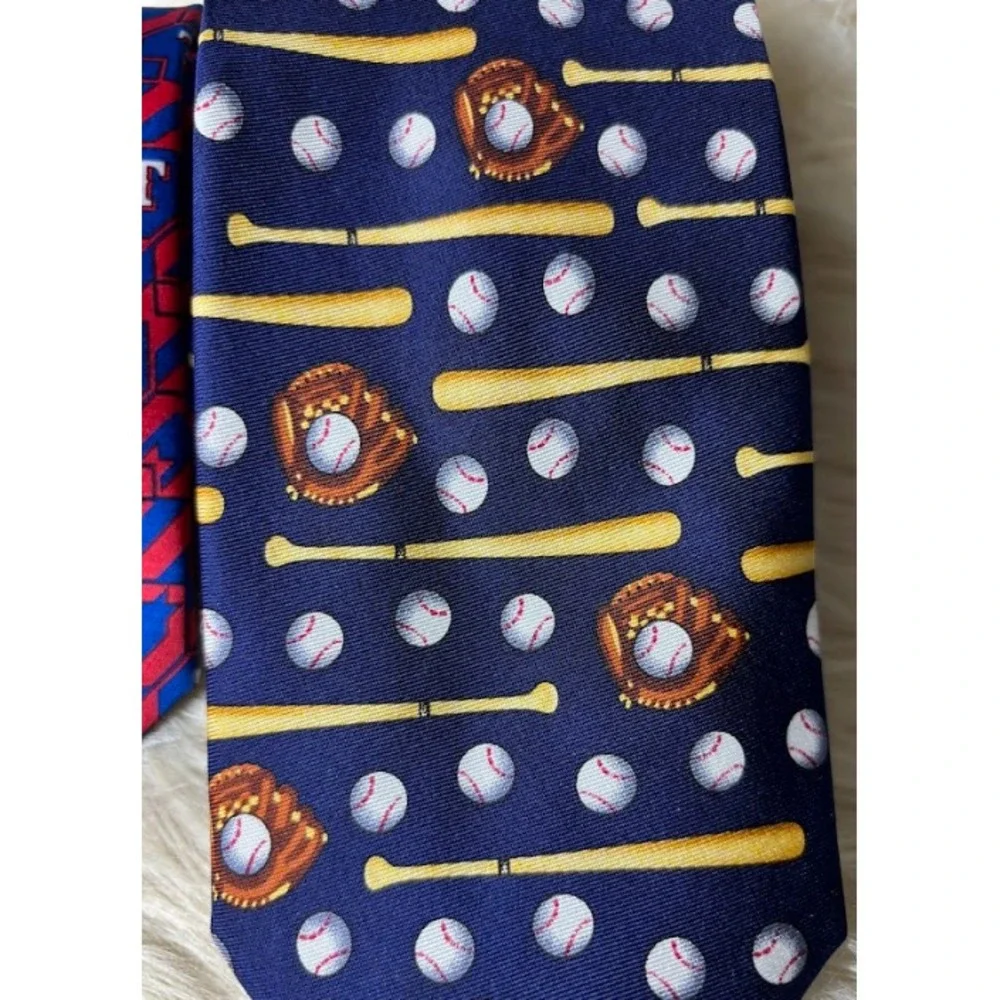 Allyn Silk Necktie Lot of 2 NBA Texas Play Ball Logo Vintage USA Made